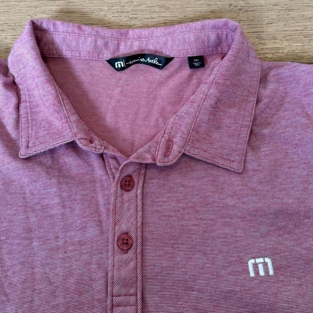 Travis Mathew XXL Short Sleeve‎ Polo Shirt Heathered Red Burgundy 1MM211 (1084)